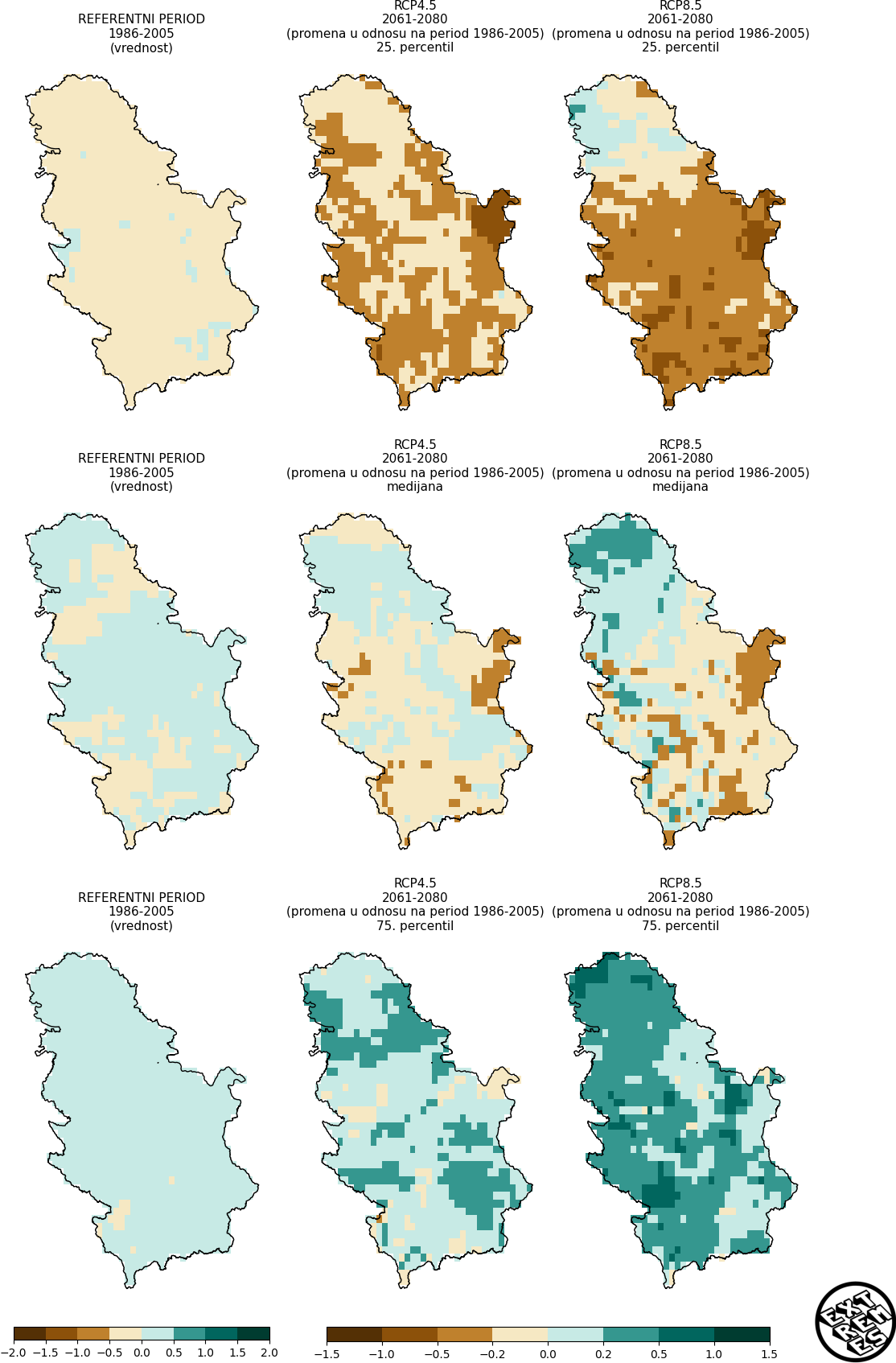 Projekcija za SPEI-3, Jan, 1950